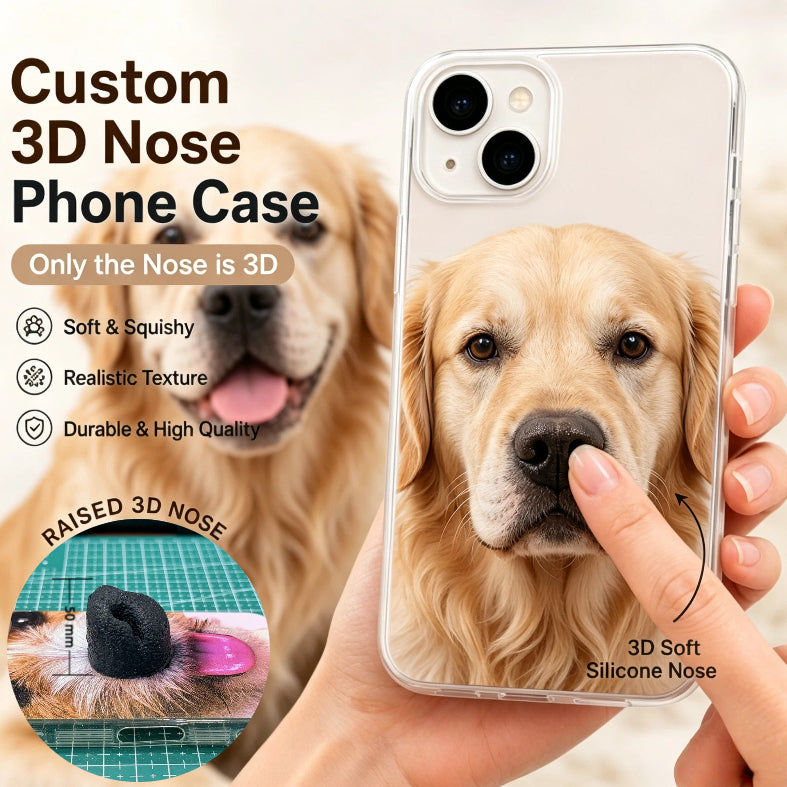 Custom Handmade 3D Dog Nose Phone Case, Platinum Silicone Pet Gift, Personalized Memorial Keepsake | doboop