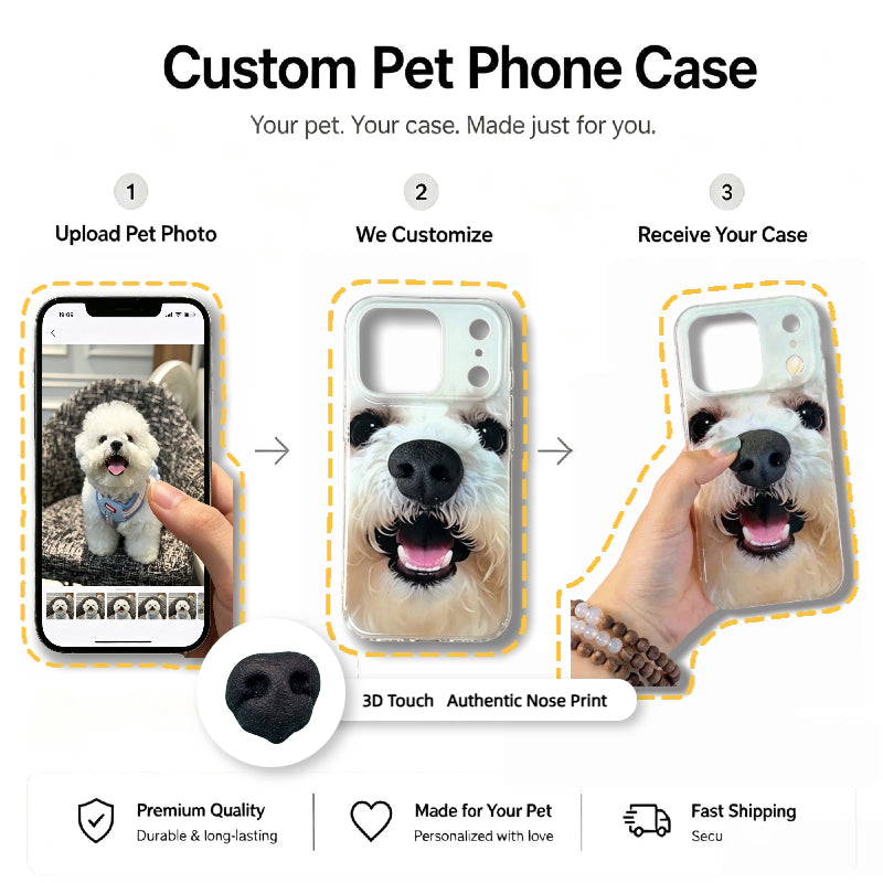 Custom Handmade 3D Dog Nose Phone Case, Platinum Silicone Pet Gift, Personalized Memorial Keepsake | doboop
